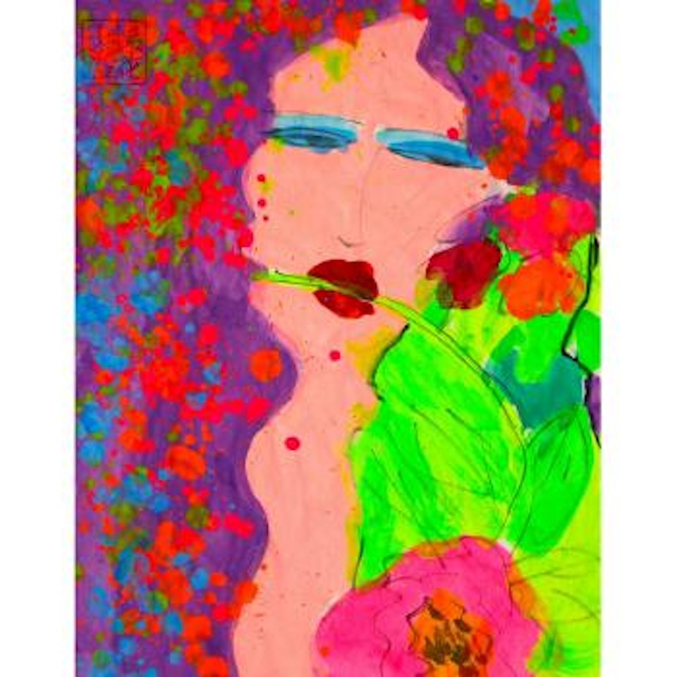 Woman with flower by Walasse Ting