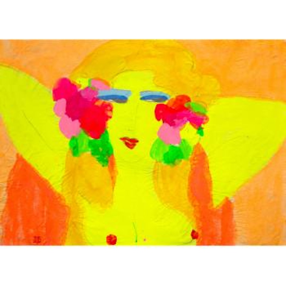 Woman with floral accessory by Walasse Ting