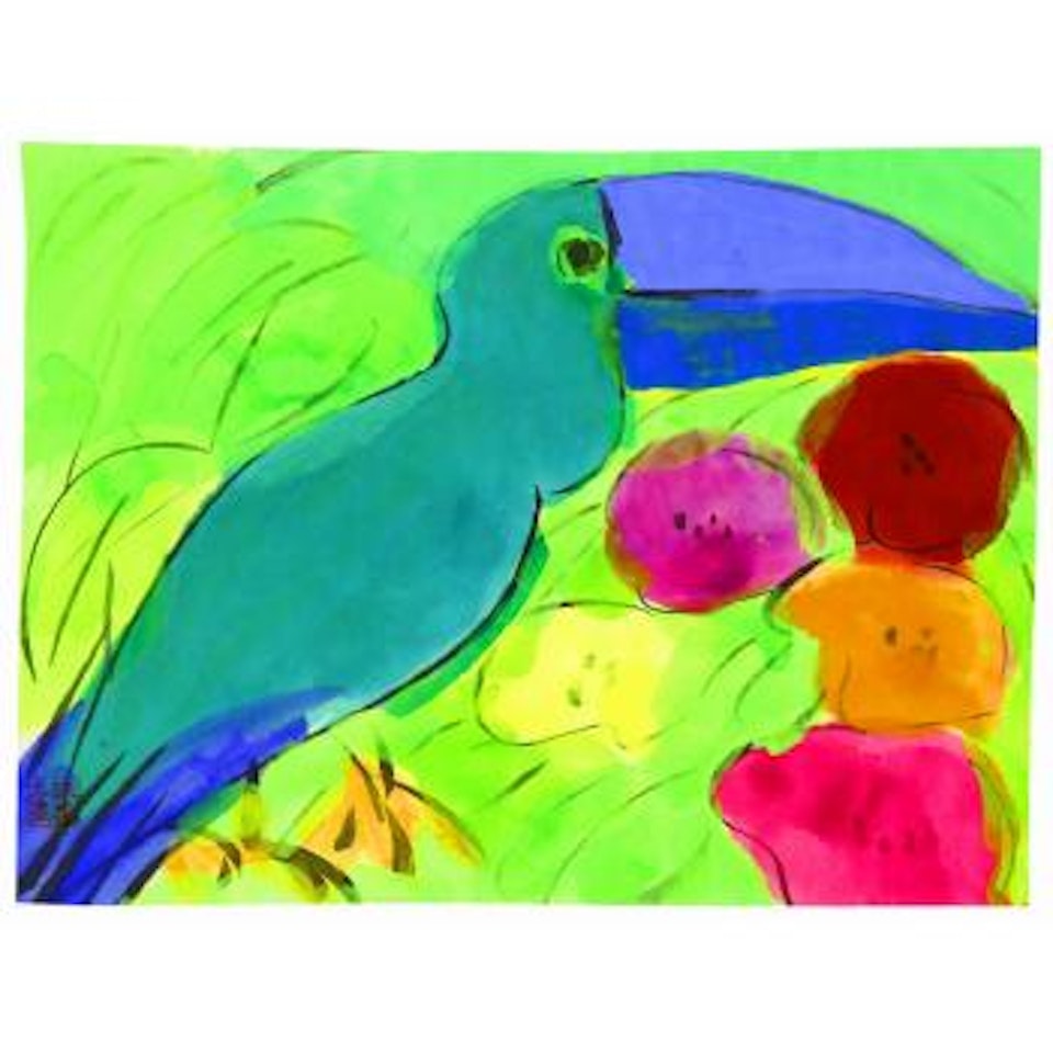 Parrot with flower by Walasse Ting