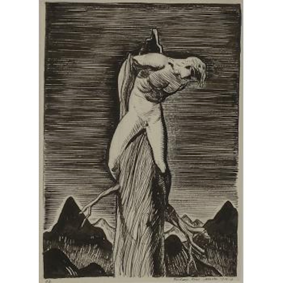 Man tied to a tree by Rockwell Kent
