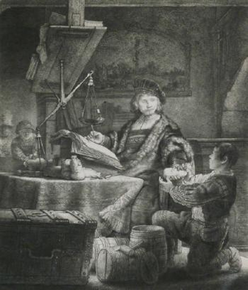 Jan Uytenbogaert Goldweighter (B.281) by Attributed to Rembrandt Harmensz van Rijn