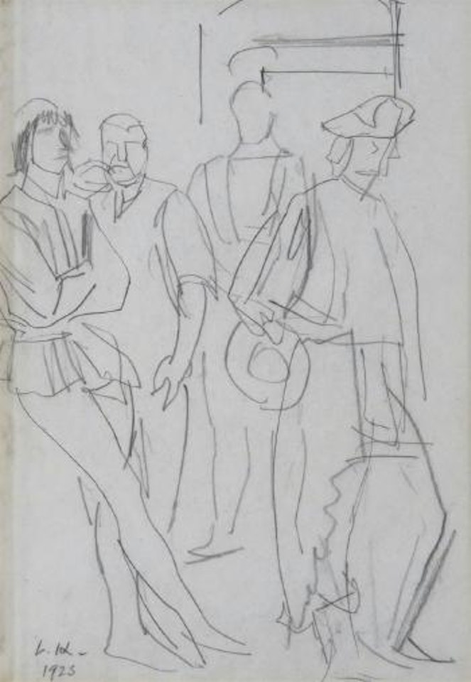 Actors waiting by Laura Knight