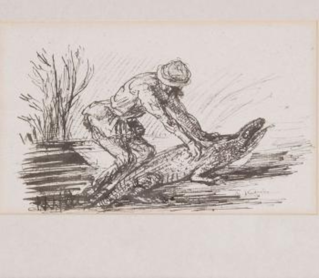 Man and crocodile by Alfred Kubin