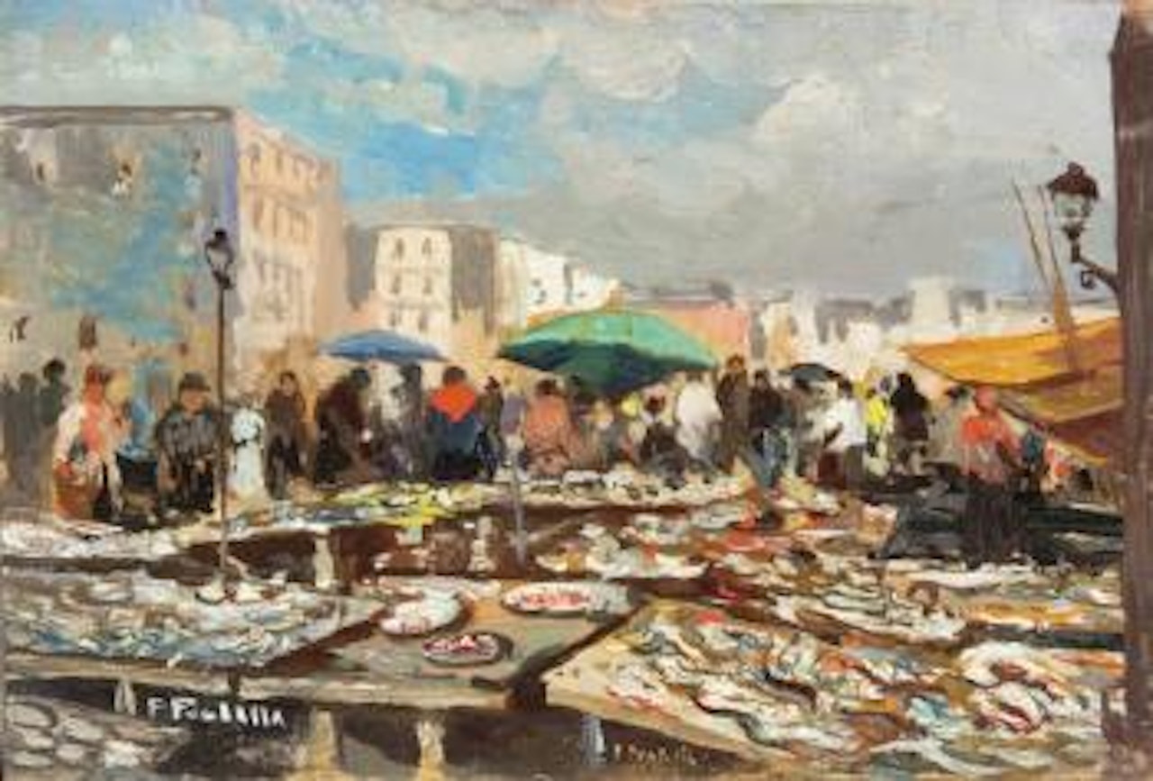 Piazza con il mercato by Fausto Pratella