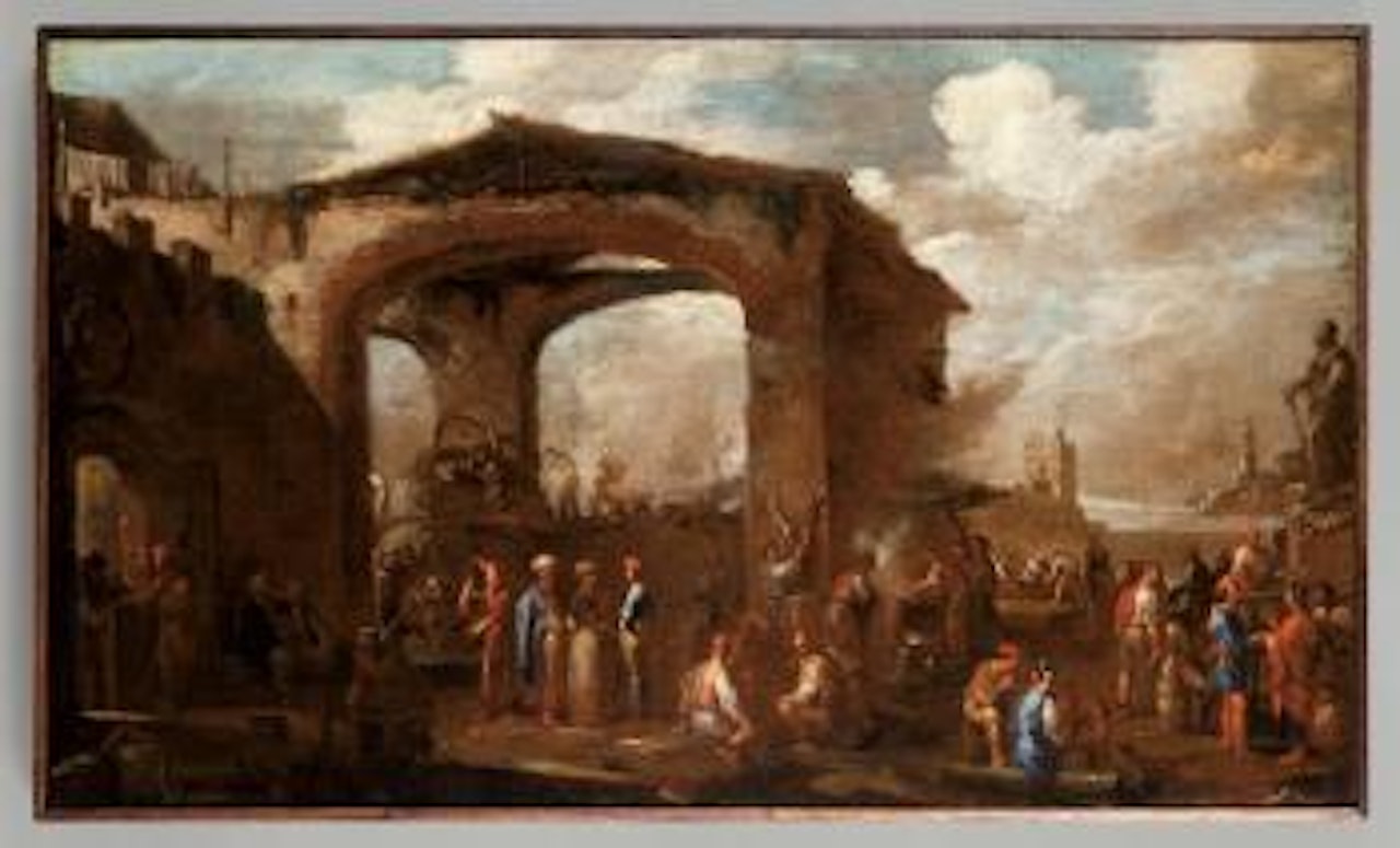 La darsena nel Porto di Genova by Cornelis de Wael