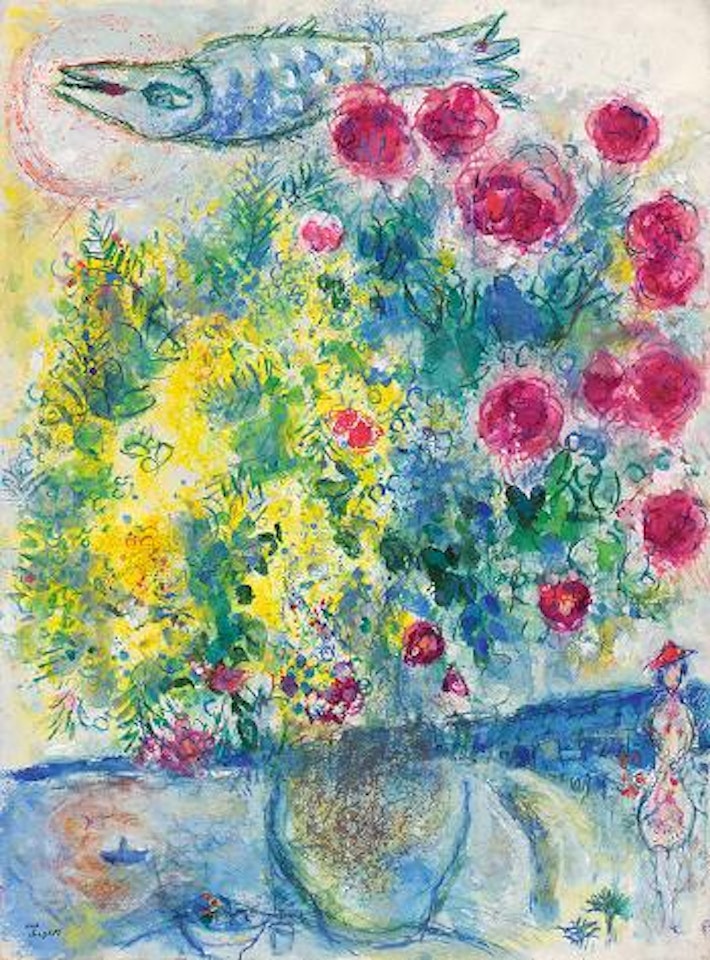 Roses et mimosas (Nice et la Côte d'Azur) by Marc Chagall