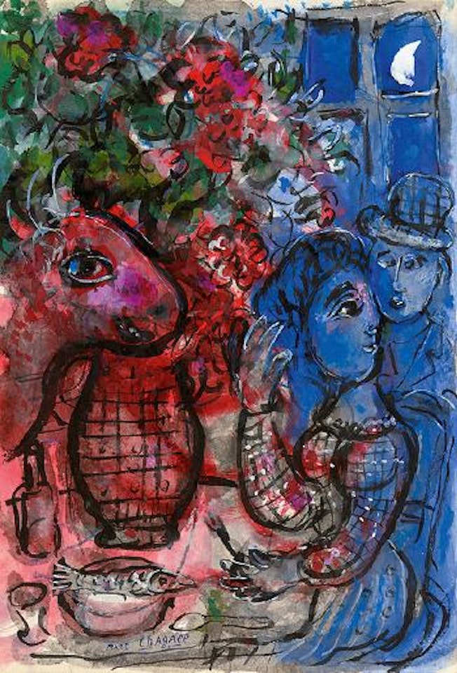 A table, au clair de lune by Marc Chagall