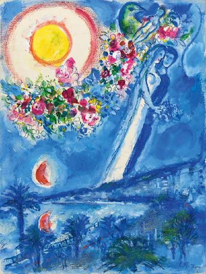 Fiancés dans le ciel de Nice (Nice et la Côte d'Azur) by Marc Chagall