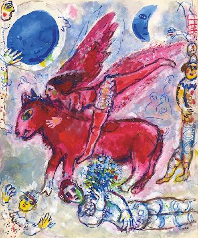 L'envol de l'écuyère en rouge by Marc Chagall