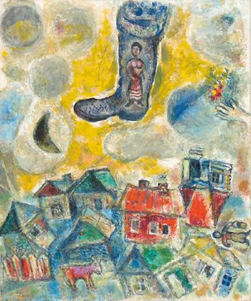 La botte dans le ciel jaune by Marc Chagall