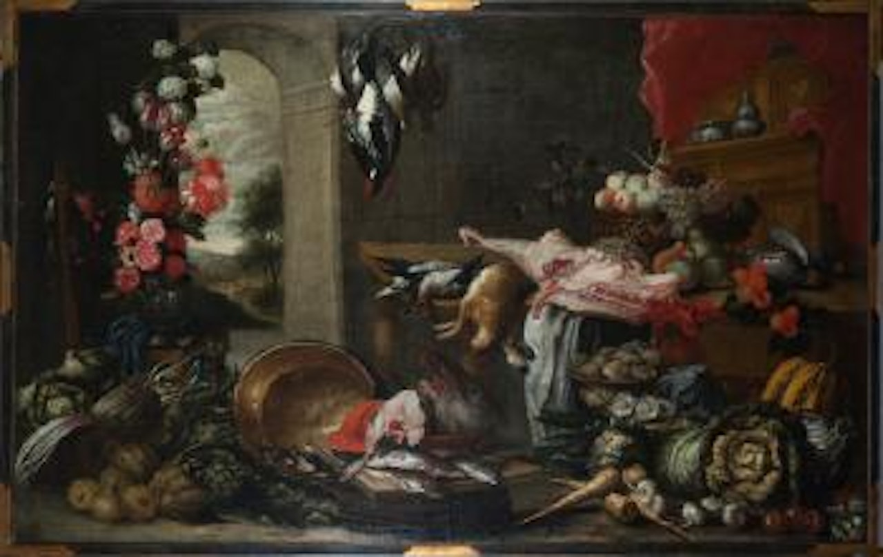 Natura morta con selvaggina e pescato [Still life] by Dutch School