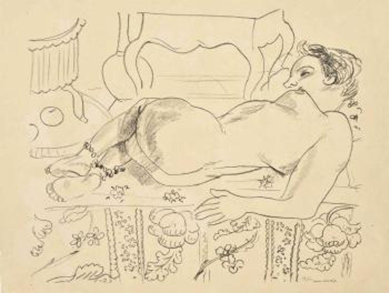 Nu couché sur sol fleuri by Henri Matisse