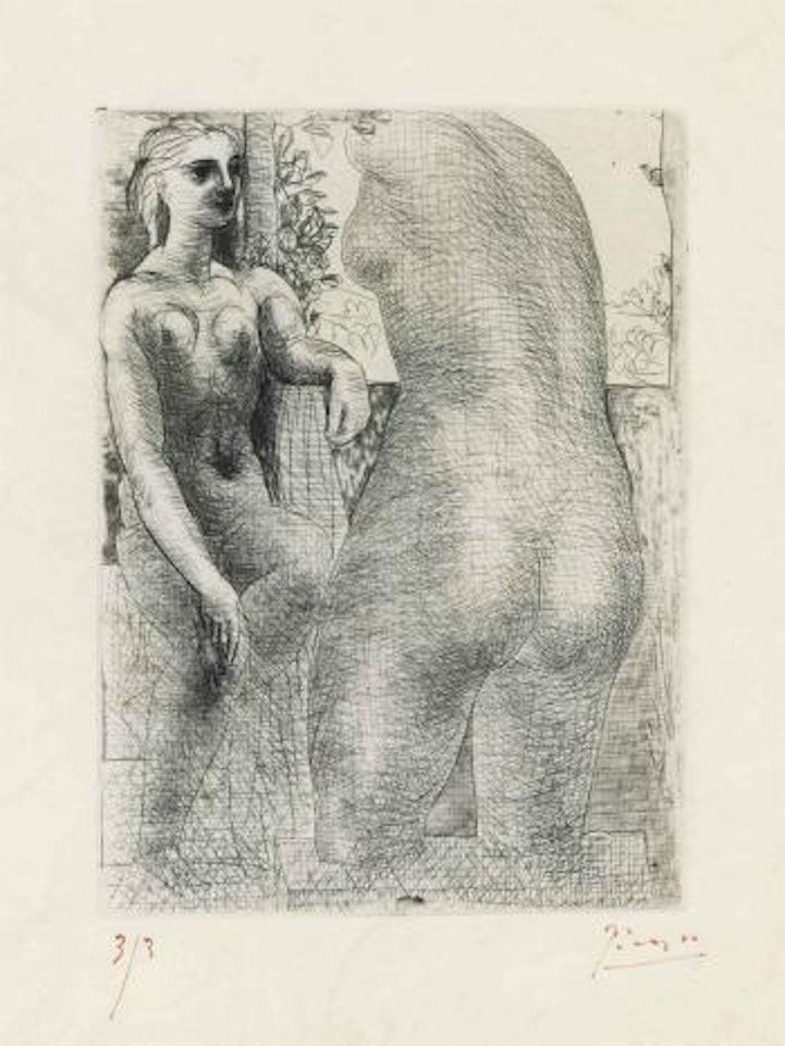 Modèle et Grande Sculpture de Dos, from La Suite Vollard by Pablo Picasso