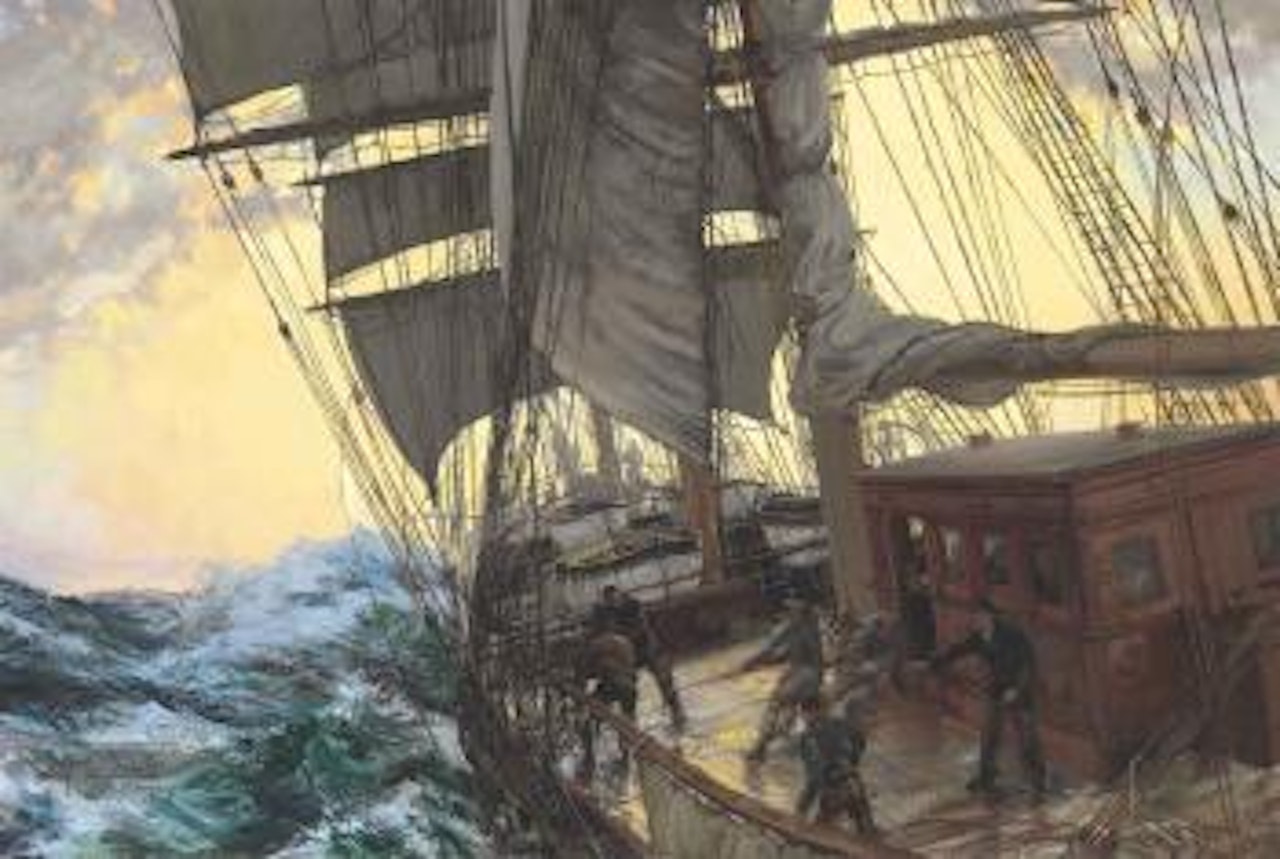 Trimming the Sails by Montague Dawson