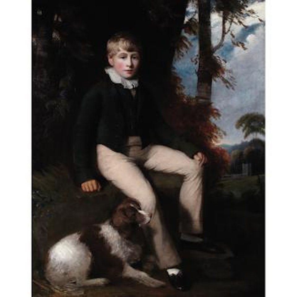 Portrait of a Boy and His Dog in a Landscape by English School