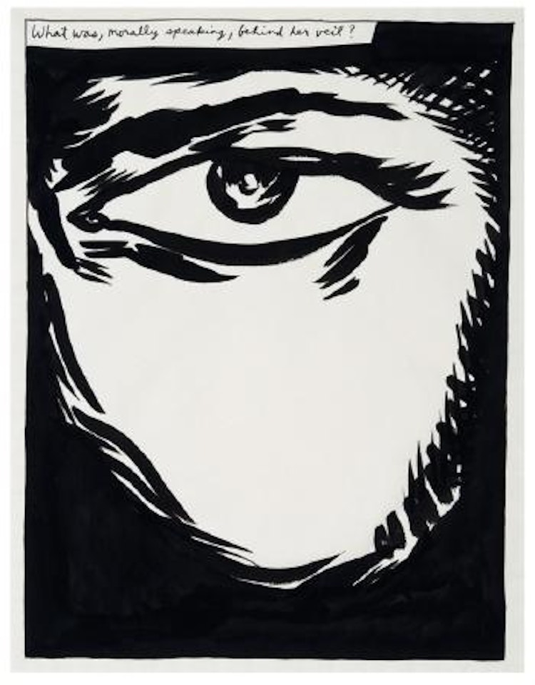 Untitled (What was, morally speaking, behind her veil?) by Raymond Pettibon