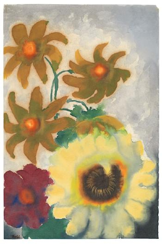 Sonnenblume und kleine Blüten by Emil Nolde