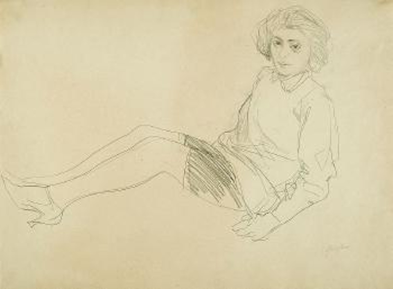 Halbliegendes Mädchen by Rudolf Schlichter