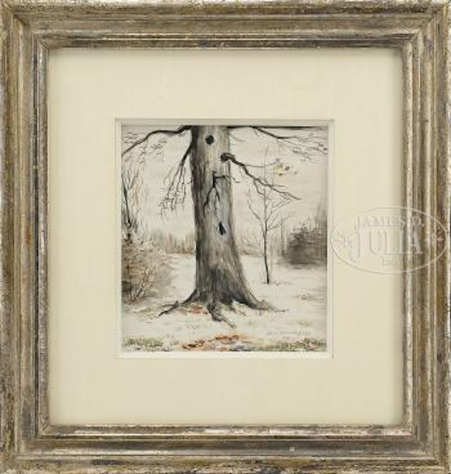 Tree in winter landscape by Charles Burchfield