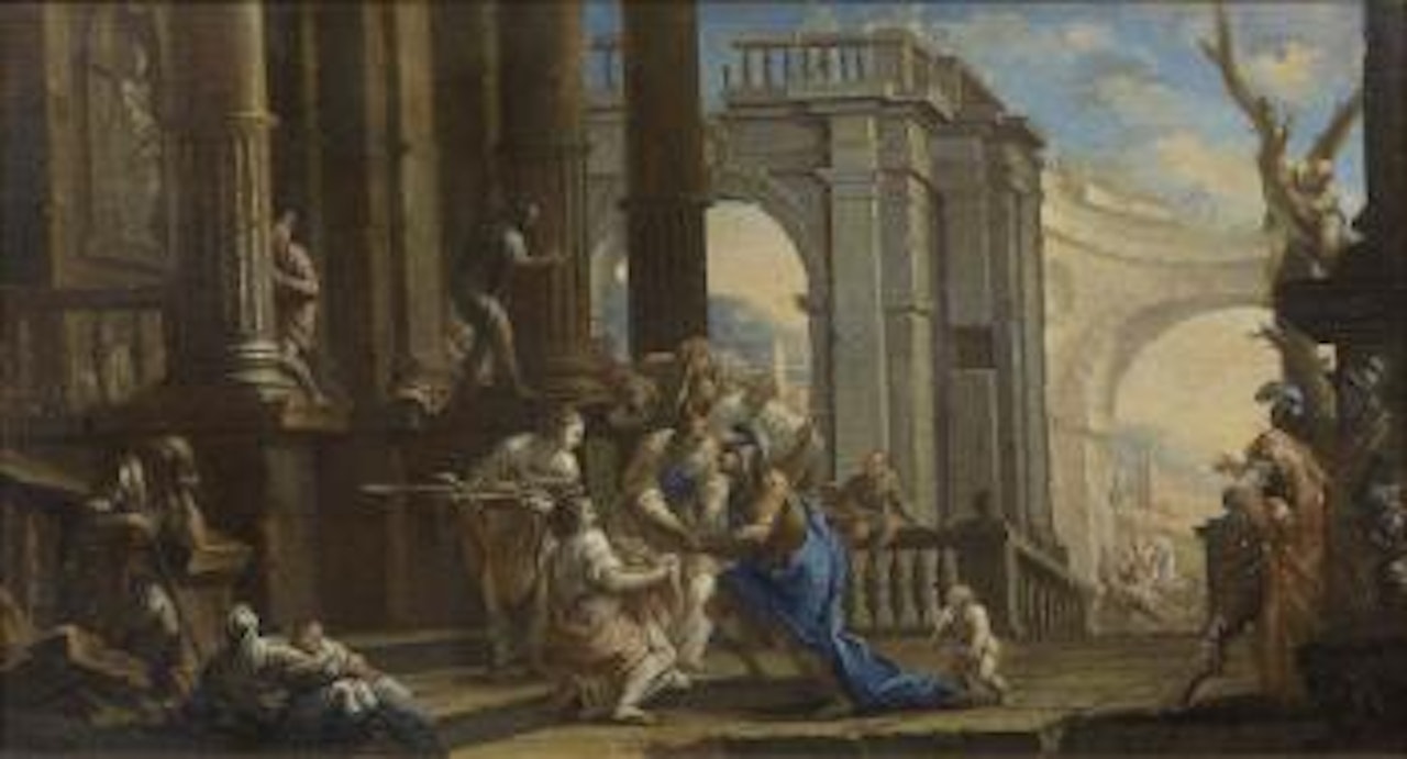 Giustiniano accolto a Milano da Sant'Ambrogio by Gaspare Diziani