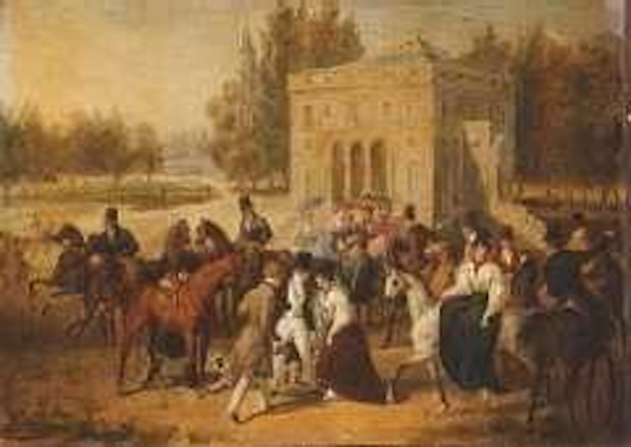 Halte de chasse devant le palais abbatial de Royaumont by French School