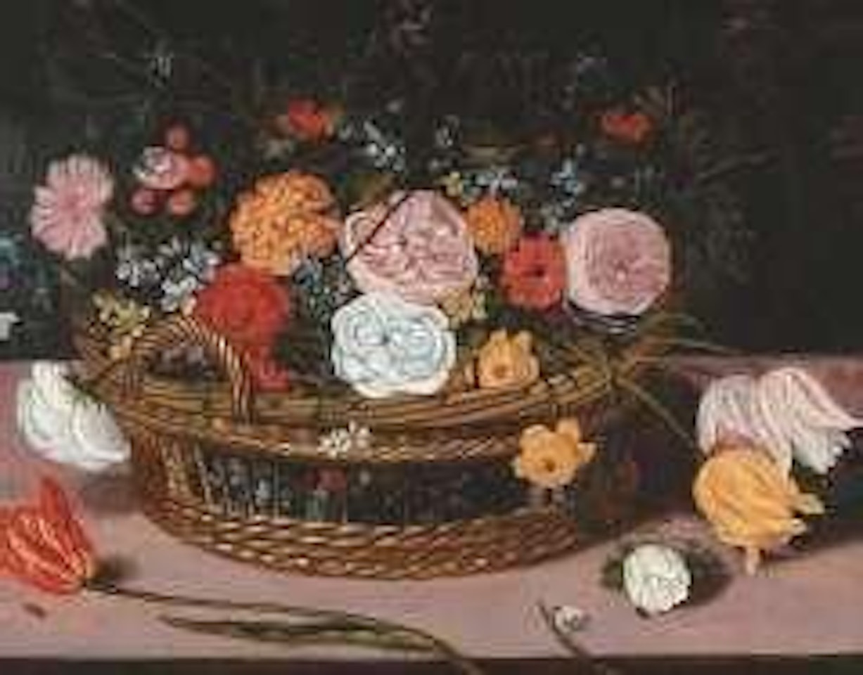 Panier de fleurs sur un entablement by Jan Brueghel the Younger