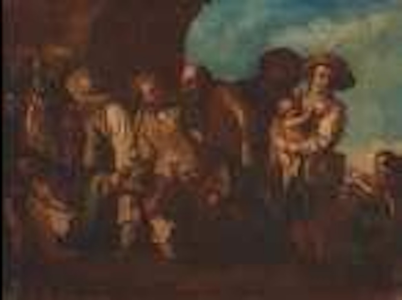 Buveurs à l’entrée d’une ville. Halte de soldats by Cornelis de Wael