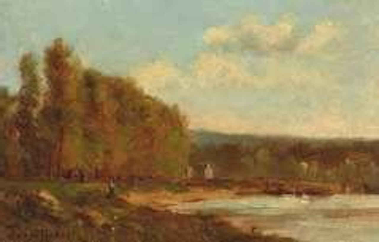 Bord de rivière animé by Paul Désiré Trouillebert