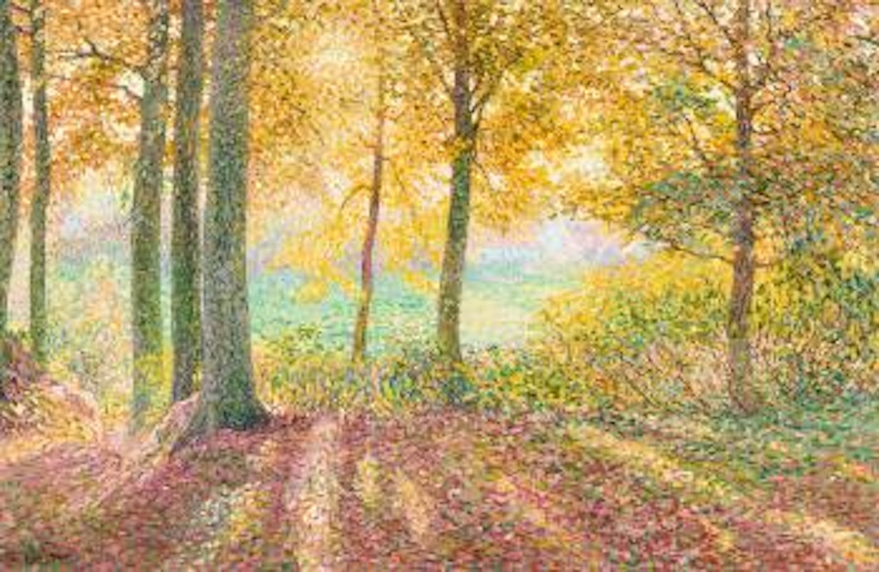 Heidebergen - Hoeve in morgendauw by Leon de Smet