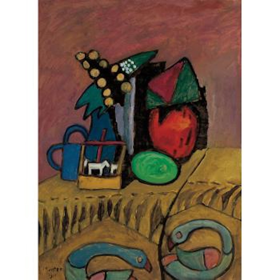 Stilleben mit Russischer Decke II (Russian Easter) by Gabriele Münter
