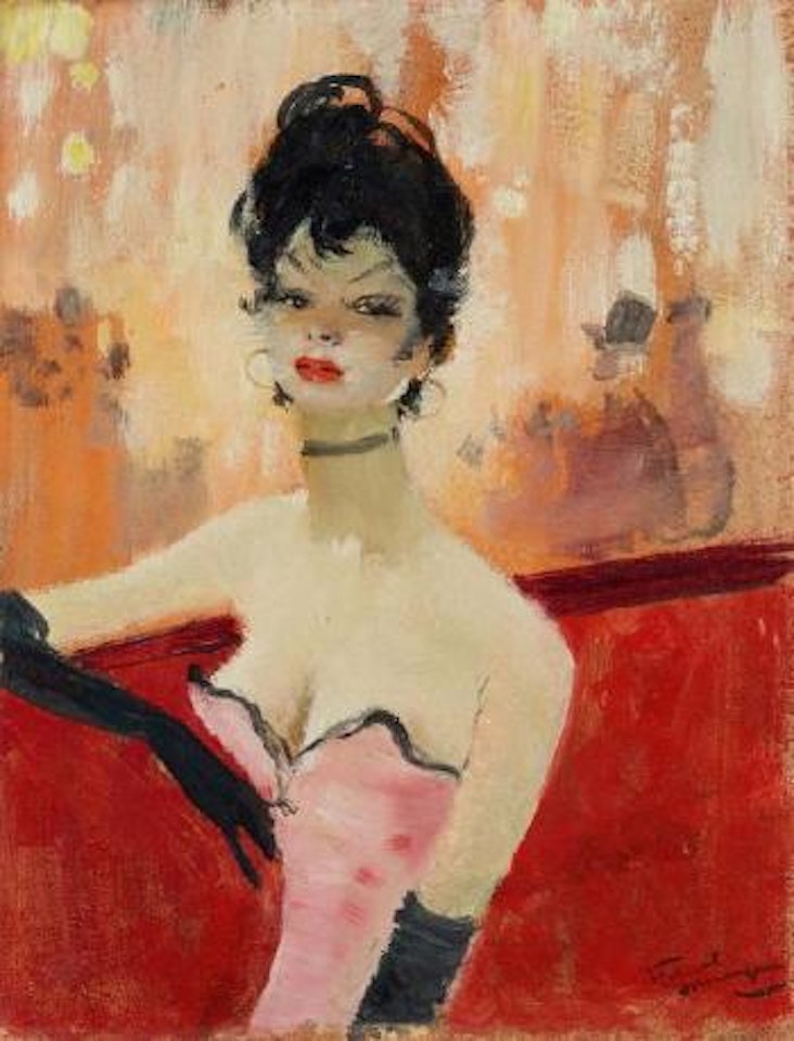 Elégante dans une loge by Jean Gabriel Domergue