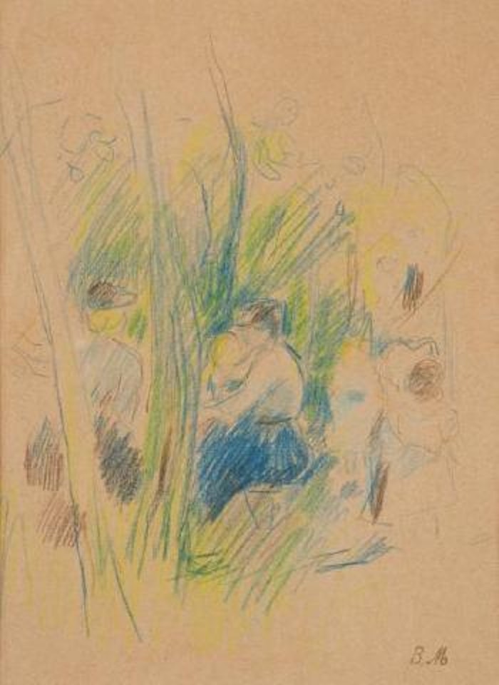 Femme et enfant sous les arbres by Berthe Morisot
