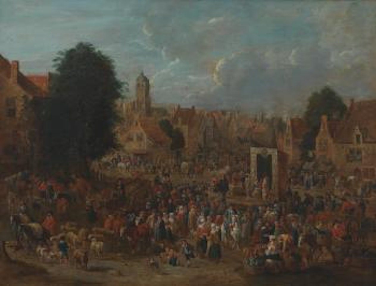 A groot markt with commedia dell'arte by Pieter Bout