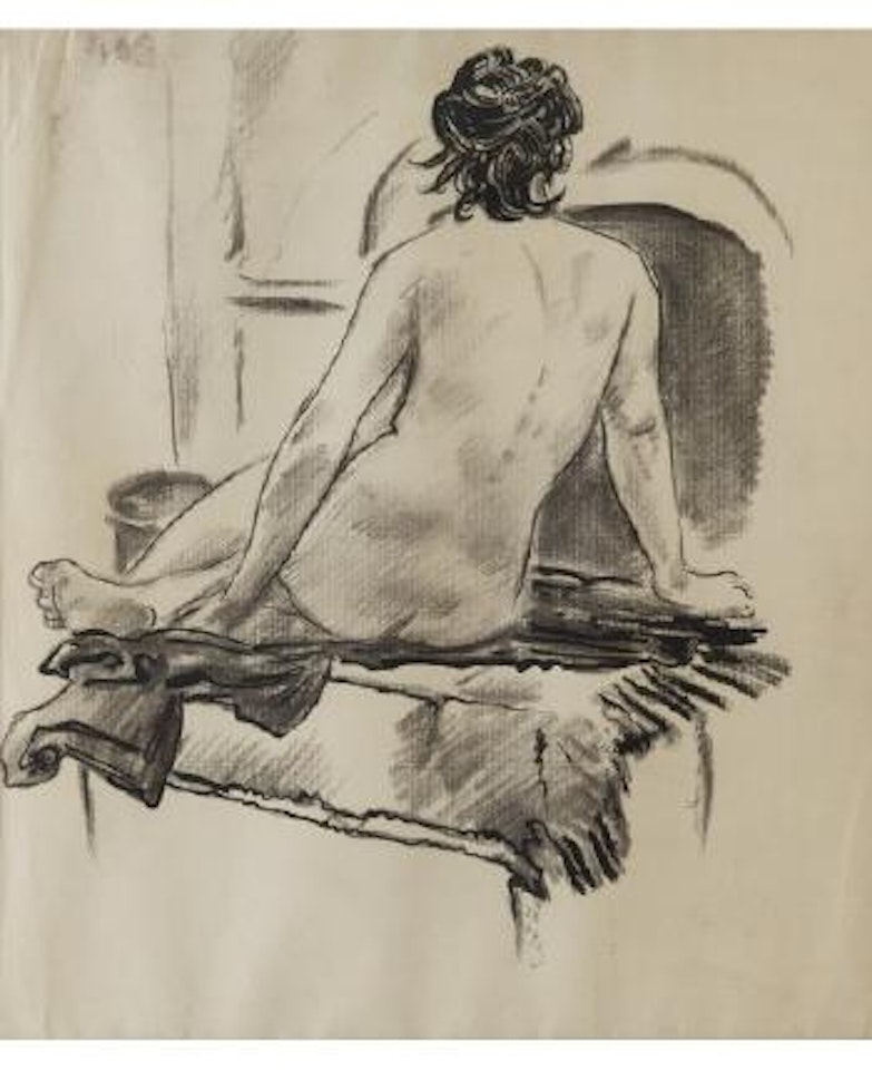 Sitting nude by Mstislav Valerianovich Dobuzhinsky