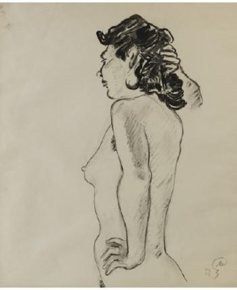 Nude in profile view by Mstislav Valerianovich Dobuzhinsky