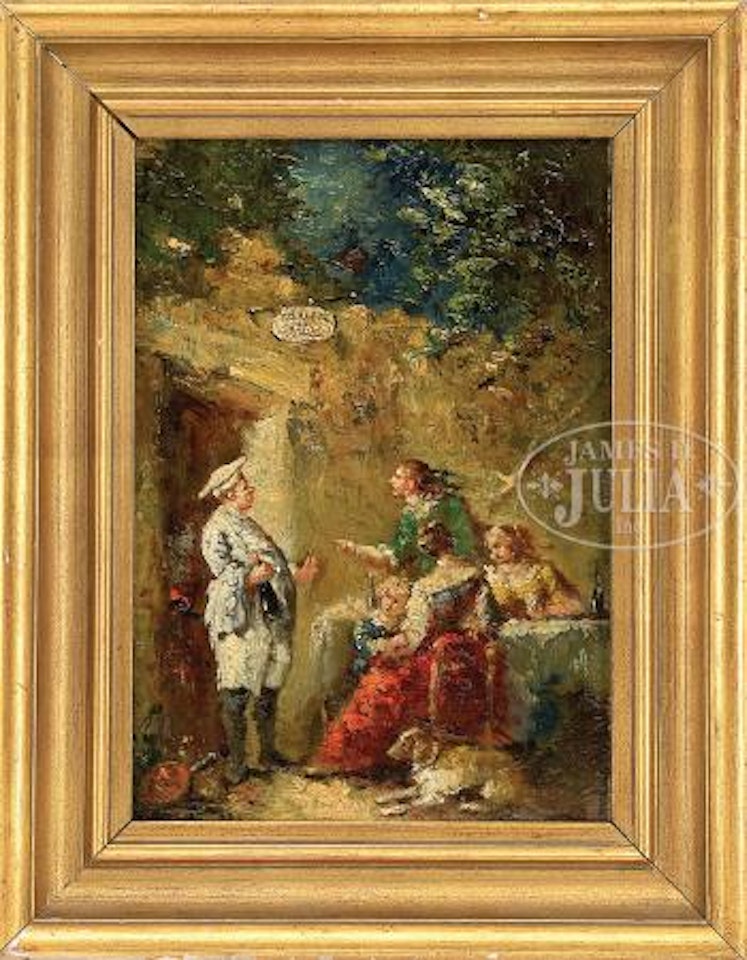 Dining outside of the café by Adolphe Monticelli