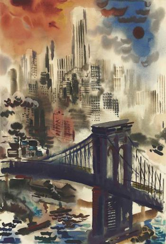 Brooklyn Bridge and Skyline New York by George Grosz