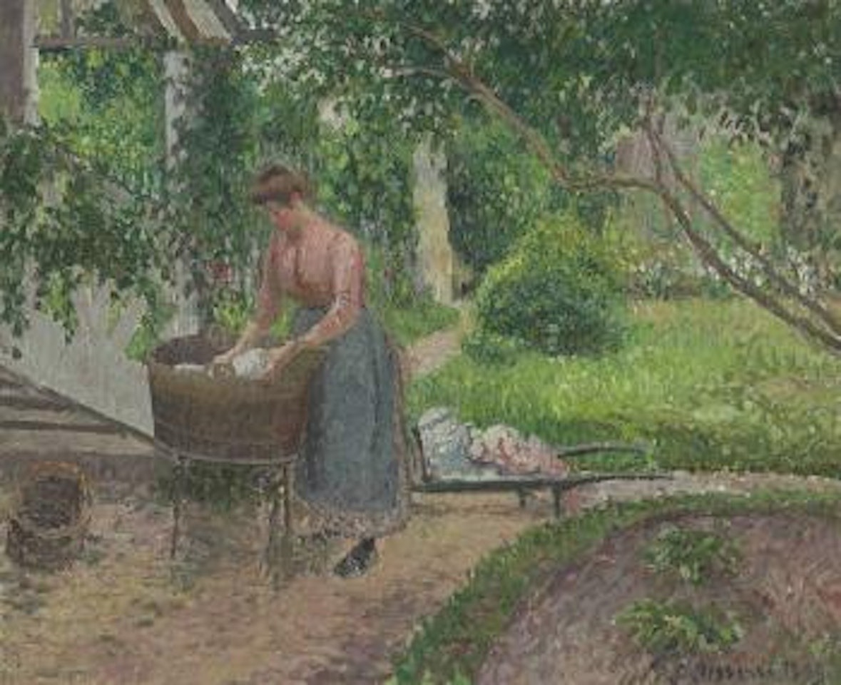 Laveuse dans le jardin d'Eragny by Camille Pissarro