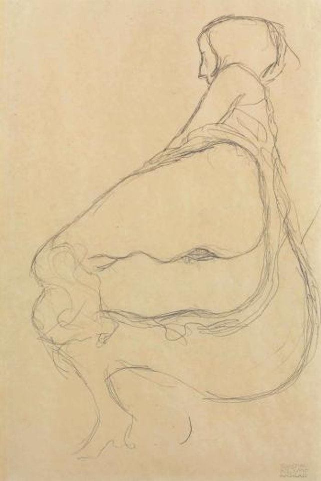 Nach Links Sitzender Halbakt by Gustav Klimt