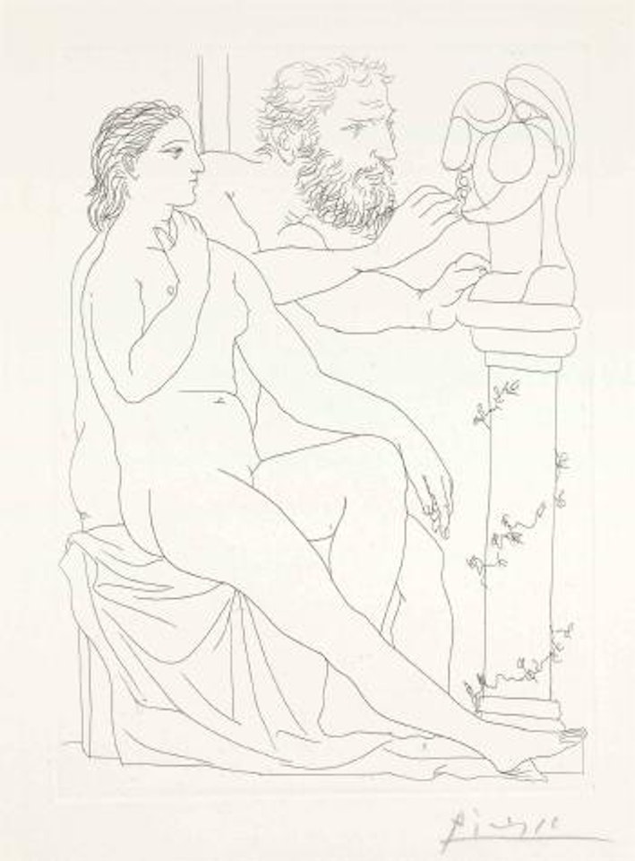 Sculpteur, ModÃ¨le, Et Buste SculptÃ©, Plate 38 From La Suite Vollard by Pablo Picasso