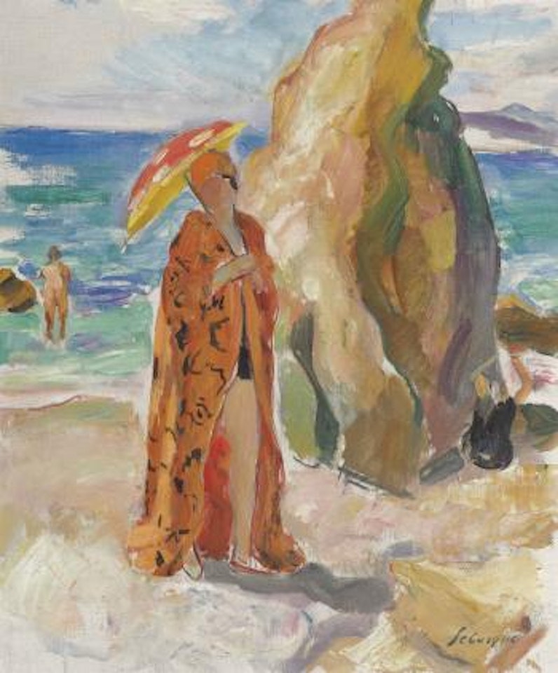 Femme à L'ombrelle Sur La Plage by Henri Lebasque