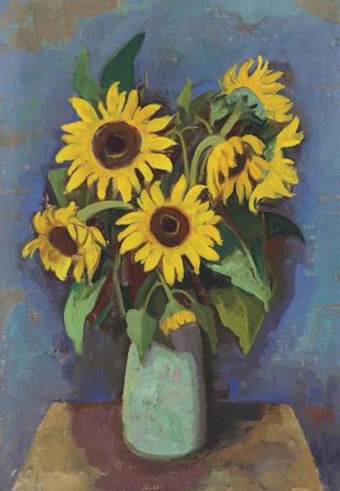 Sonnenblumen in Vase by Karl Hofer