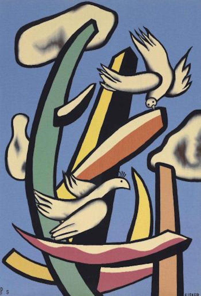 Oiseaux Blancs Sur Fond Bleu by Fernand Leger