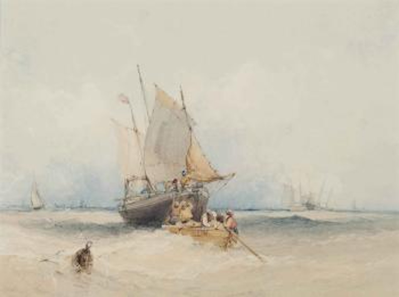 Fishing Boats off Lowestoft by William Callow