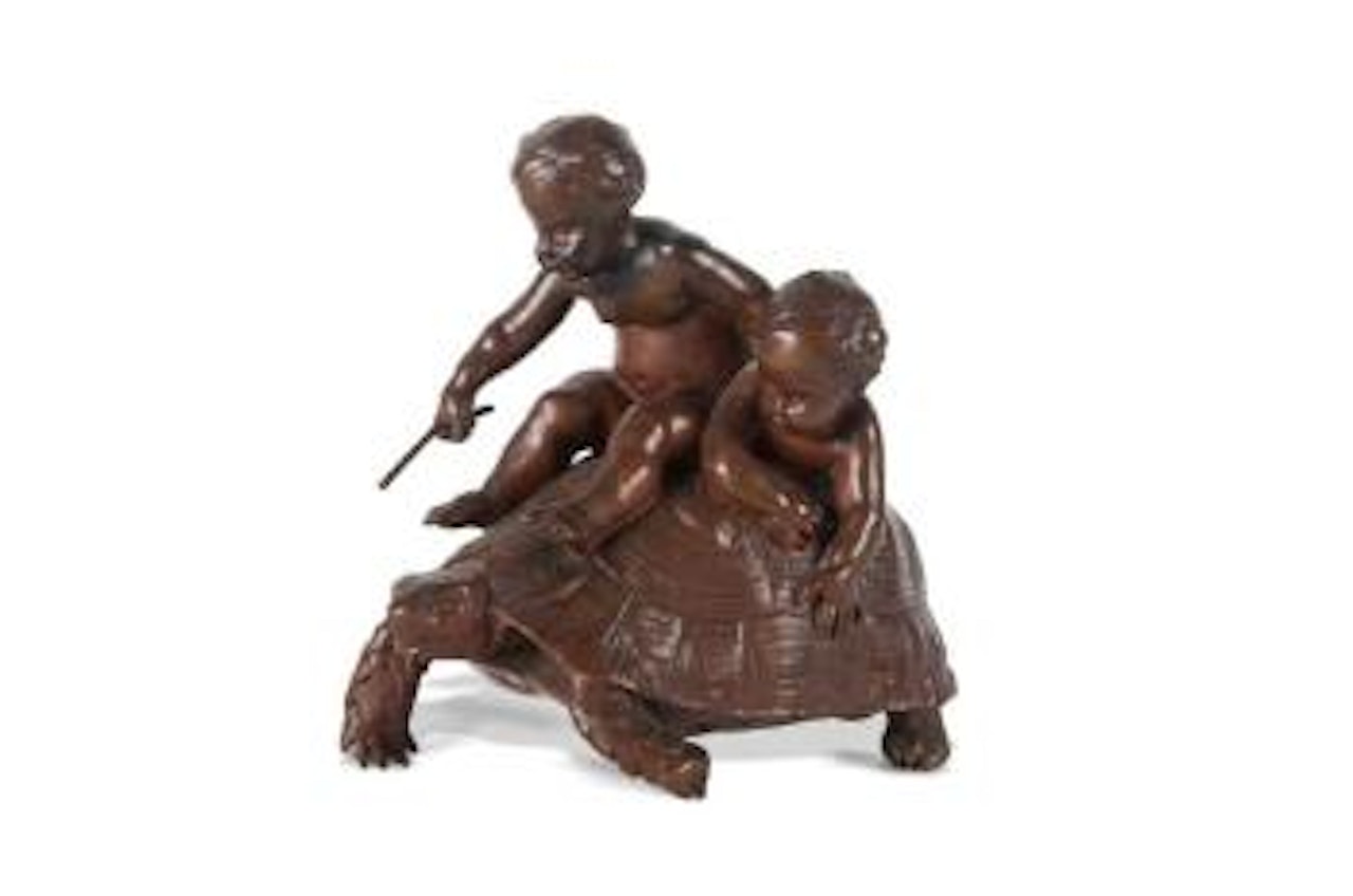 Enfants jouant sur une tortue by Louis-Ernest Barrias