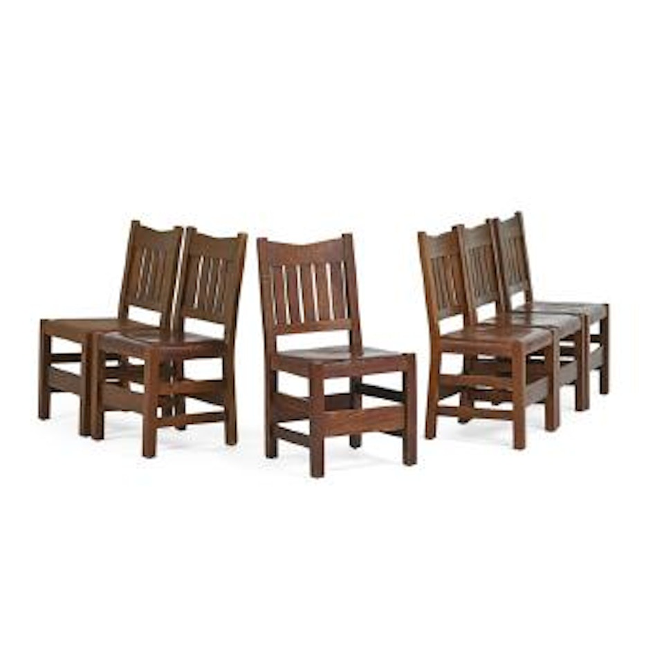 V-back Dining Chairs by Gustav Stickley