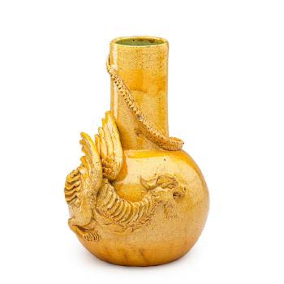 Vase with sculpted dragon by George E. Ohr