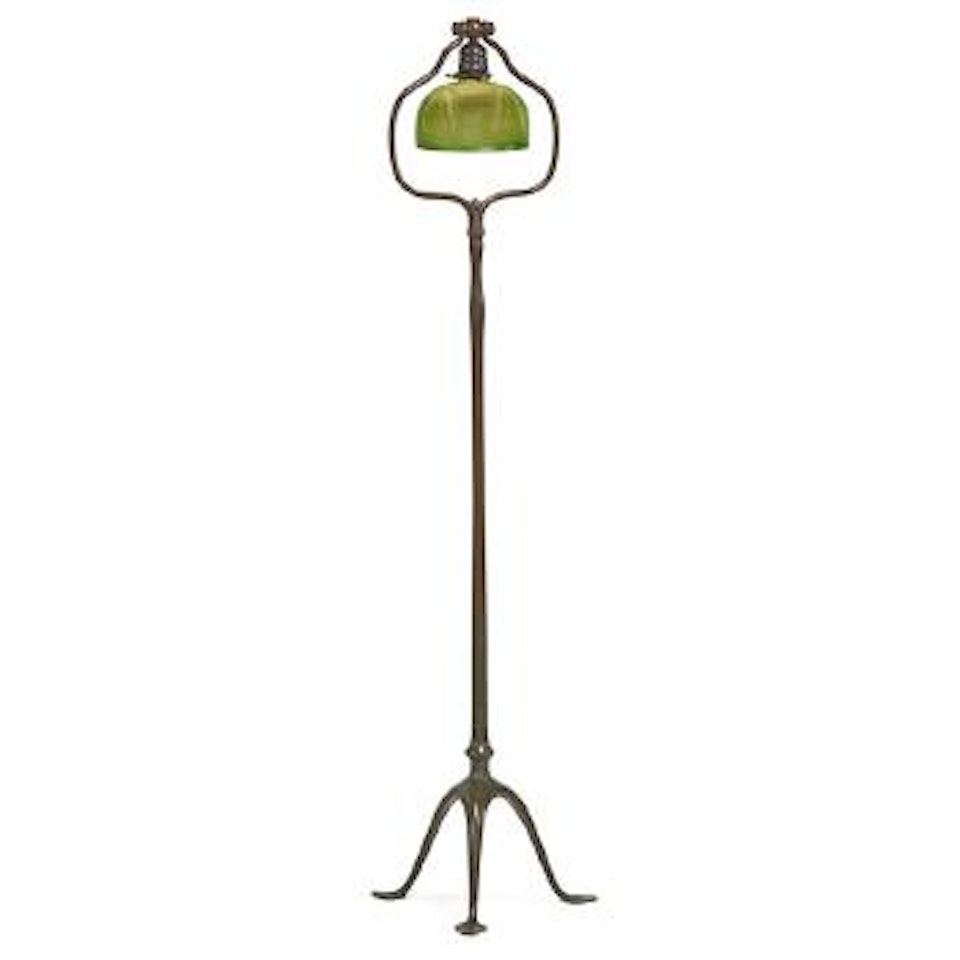 Floor Lamp With Rare Shade Decorated With Virginia Creepers by Tiffany Studios