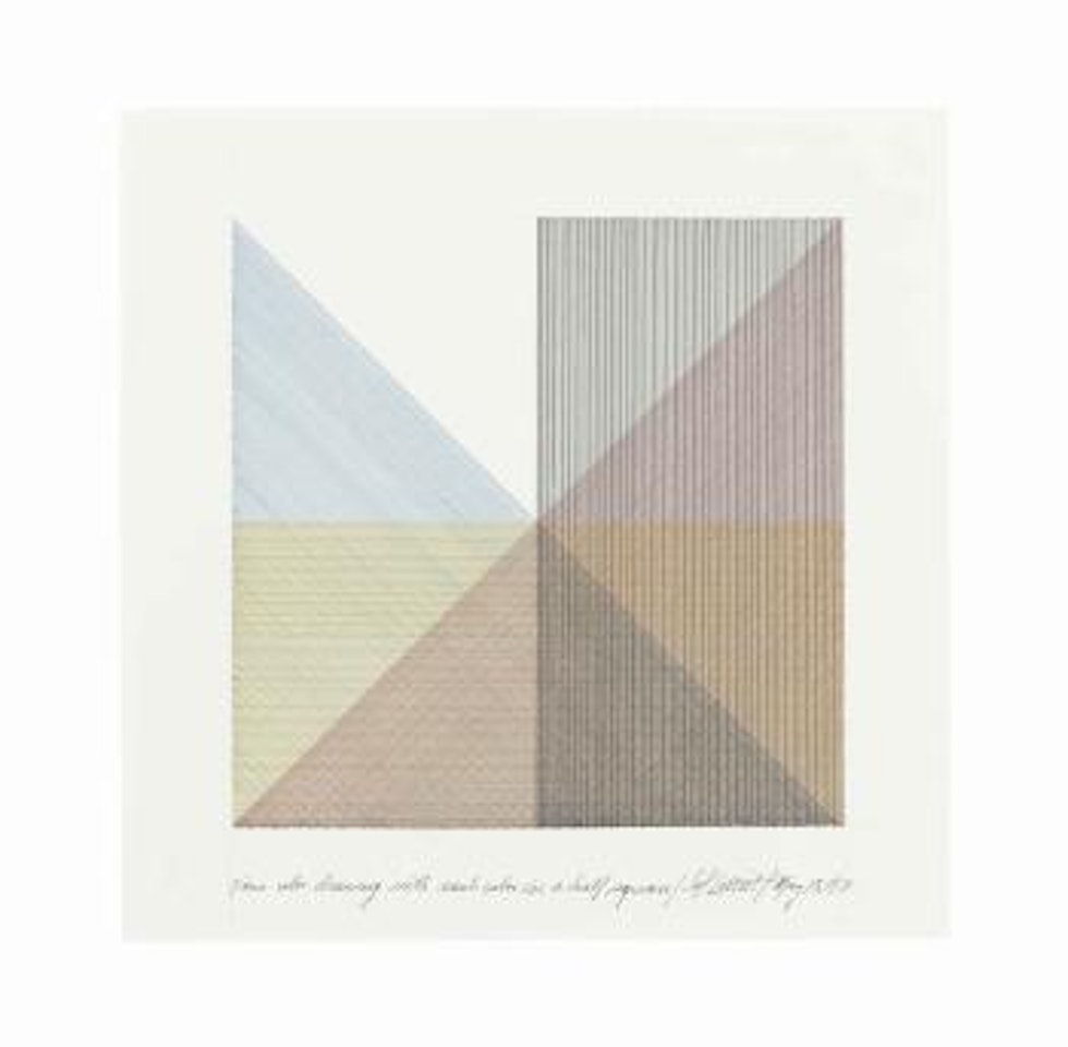 Four color drawing with each color in a half square by Sol LeWitt
