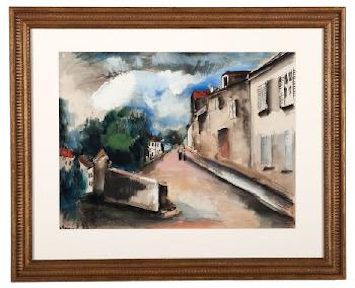 Village street scene with house facades by Maurice de Vlaminck